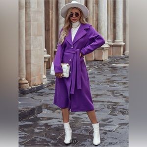 SHEIN Lapel Neck Single Breasted Belted Overcoat
